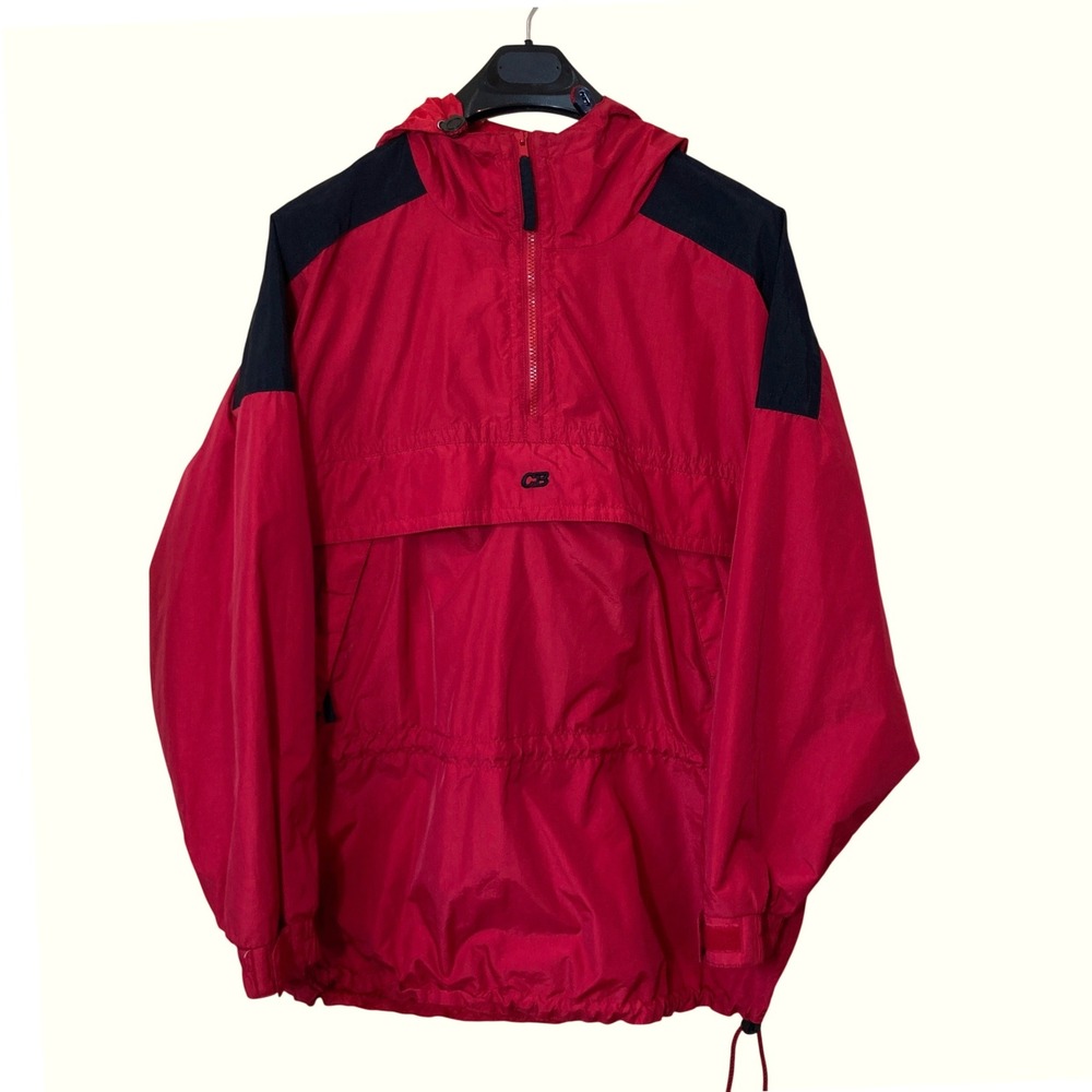 Vintage CB Sports‎ Men XL Red Nylon Anorak Training Shell Jacket Windbreaker VTG